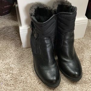 Black high heel winter  boots.